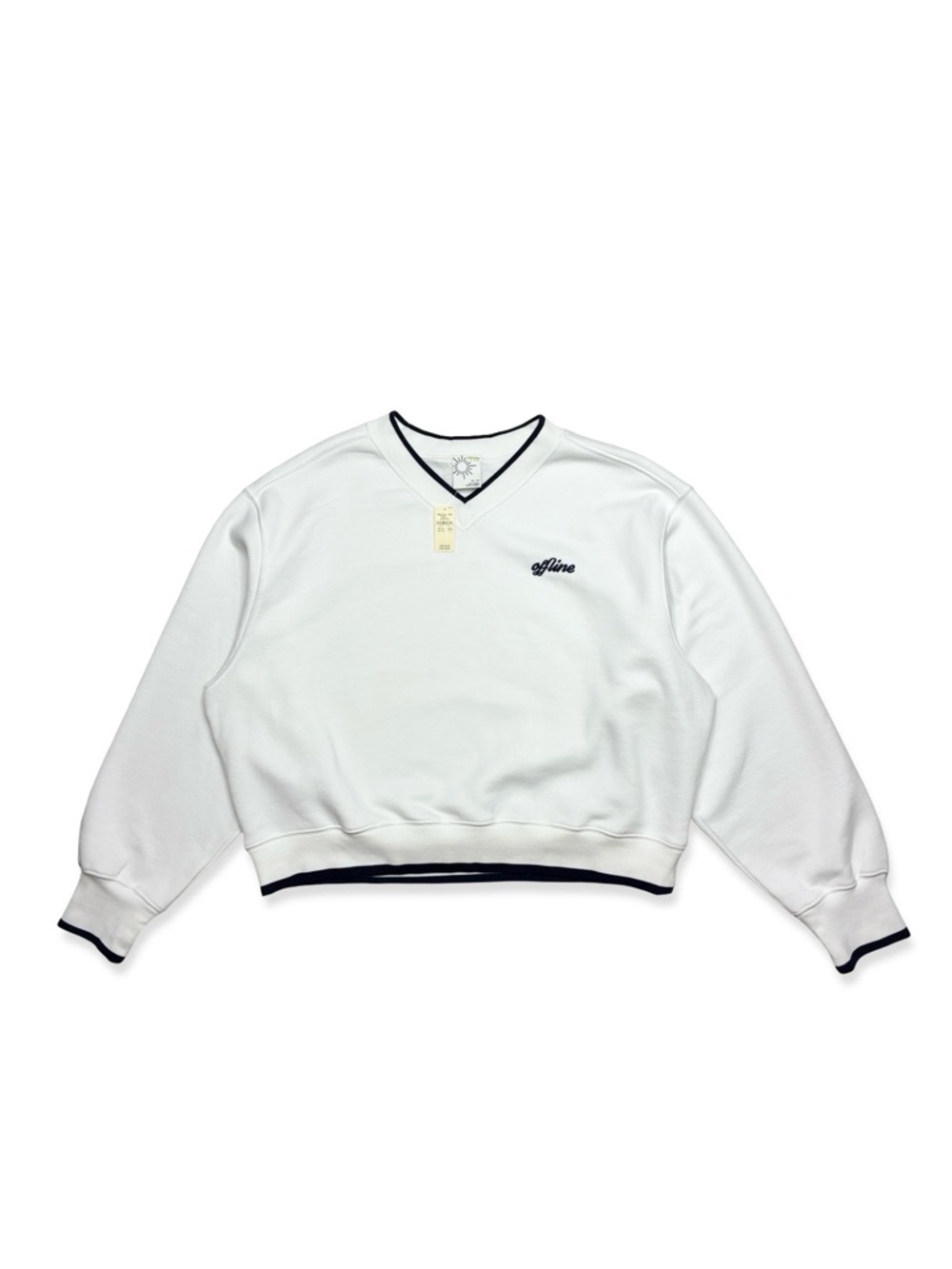 Aerie White Cloud Fleece V-Neck 'Offline' Sweatshirt